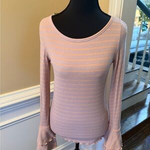 We The Free Lavender and Peach Striped Long Sleeve Top